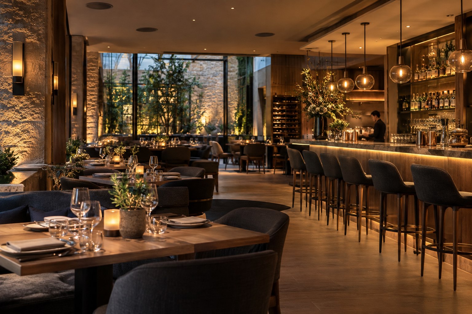 Sophisticated restaurant and hospitality interior